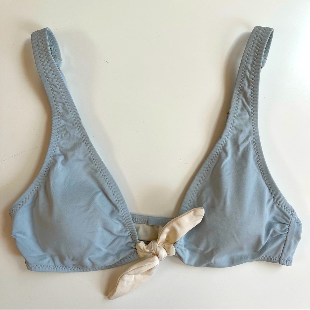 Eberjey So Solid Cassidy Bikini Top, Blue/Ecru, Small